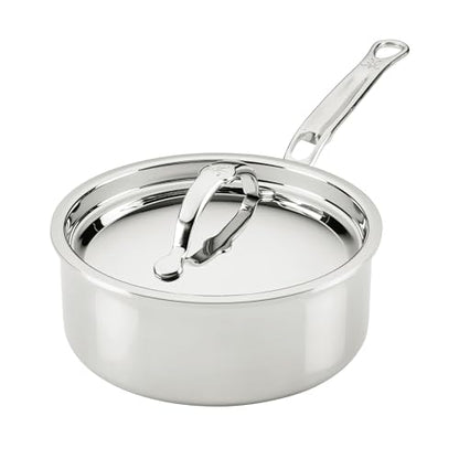 Hestan ProBond Luxe 2-Quart Saucepan with Lid, Professional Clad Stainless Steel, ProCore Tri-Ply Clad Construction, Polished Exterior, Induction & Oven Safe
