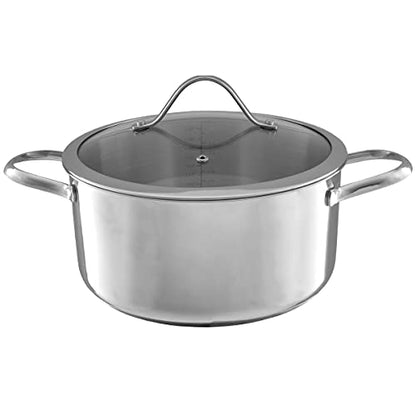 6 Quart Stock Pot-Stainless Steel Pot with Lid-Compatible with Electric, Gas, Induction or Gas Cooktops-Cookware by Classic Cuisine