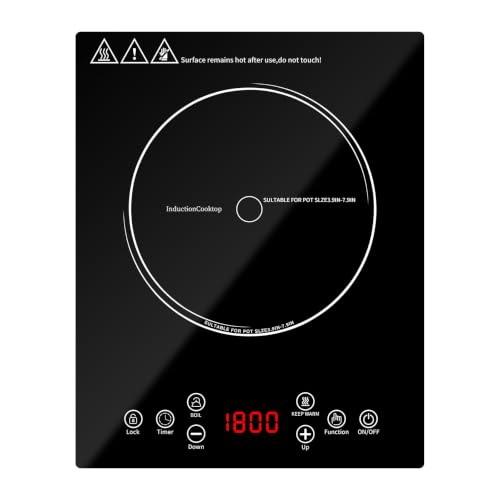 HUIPUSHE Single Induction Cooktop,1800W Portable induction Cooktop，Portable induction hot plate with LCD touch control,9 Levels,10H,Safety Lock, 110V single burner induction Cooktop