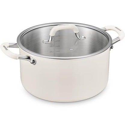 10 Quart Nonstick Stock Pot with Lid, BEZIA Fully-Clad 3-Ply Stainless Steel Pots, Induction Soup Pot with Lid, Kitchen Cooking Pots with Silicone Handle, for All Cooktops, Free of PTFE/PFOA/PFOS