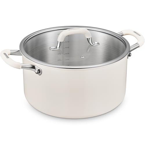 8 Quart Nonstick Stock Pot with Lid, BEZIA Fully-Clad 3-Ply Stainless Steel Pots, Induction Soup Pot with Lid, Kitchen Cooking Pots with Silicone Handle, for All Cooktops, Free of PTFE/PFOA/PFOS