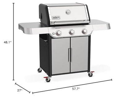 Weber Genesis S-315 Liquid Propane Gas Grill for Outdoor Cooking, Stainless Steel, 3 Burners – Stainless Steel Cooking Grates & PureBlu Burners