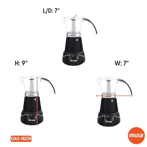 IMUSA 6 or 3 Cup Electric Espresso Maker Black Coffee Machine for Cuban Coffee, Moka and Espresso Drinks