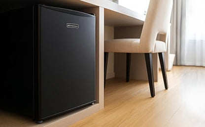 Emerson CR2700B-A Compact Refrigerator 2.7 Cu Ft, ENERGY STAR Mini Fridge with Adjustable Thermostat, Reversible Door, Glass Shelves, Manual Defrost, Black