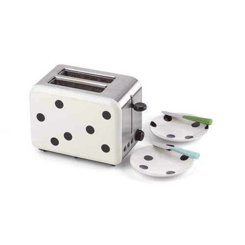 kate spade new york Deco Dot 2-Slice Toaster, White with Black Dots