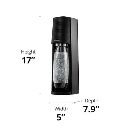 SodaStream TERRA Sparkling Water Maker, Starter Kit, CQC CO2 System, Includes 1 Quick Connect 60L CO2 Cylinder, 1 Dishwasher Safe BPA Free Bottle, 1 bubly Lime Drop, Make your own Pepsi, Black