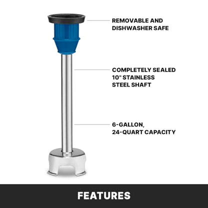 Waring Commercial Quik Stix Plus Immersion Blender, Variable Speed, 10 in Removable Shaft, for Professional Hand Blender for Kitchens & Restaurants, WSB40X