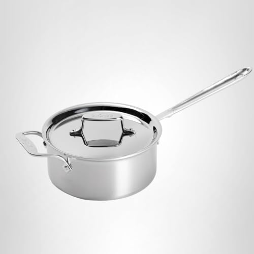 All-Clad D5 5-Ply Stainless Steel Sauce Pan 3 Quart Induction Oven Broiler Safe 600F Pots and Pans, Cookware Silver