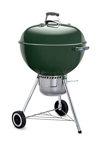 Weber Original Kettle Premium Charcoal Grill, 22-Inch, Green – Outdoor BBQ Grill with Built‑In Thermometer, Heat Control Dampers & One‑Touch™ Cleaning System
