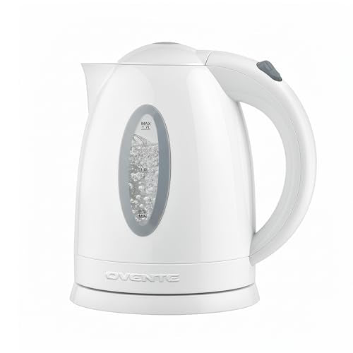 OVENTE 1.7L Electric Tea Kettle, Fast Boiling Water Heater, White KP72W