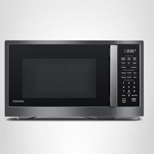 TOSHIBA ML4-EM12PA(BS) Countertop Microwave Oven with Stylish Design As Kitchen Essentials, Smart Sensor, 13 Auto Menus&Mute Function, 1.2 Cu Ft with 12.4" Turntable, 1000W, Black Stainless Steel