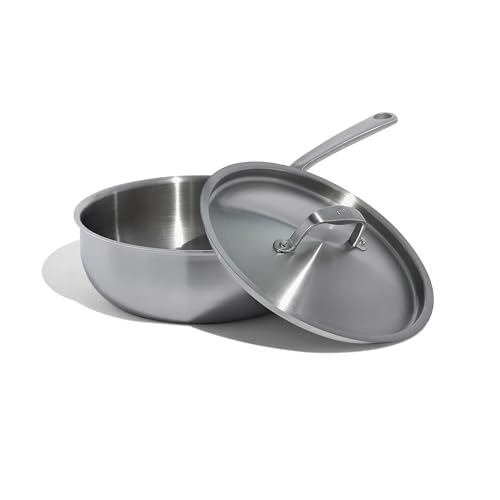 Made In Cookware | 3 Quart Stainless Steel Saucier Pan | 5 Ply Stainless Clad | Professional Cookware | Crafted in Italy | Induction Compatible
