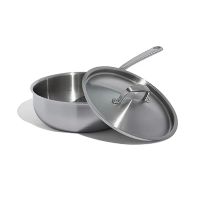 Made In Cookware | 3 Quart Stainless Steel Saucier Pan | 5 Ply Stainless Clad | Professional Cookware | Crafted in Italy | Induction Compatible