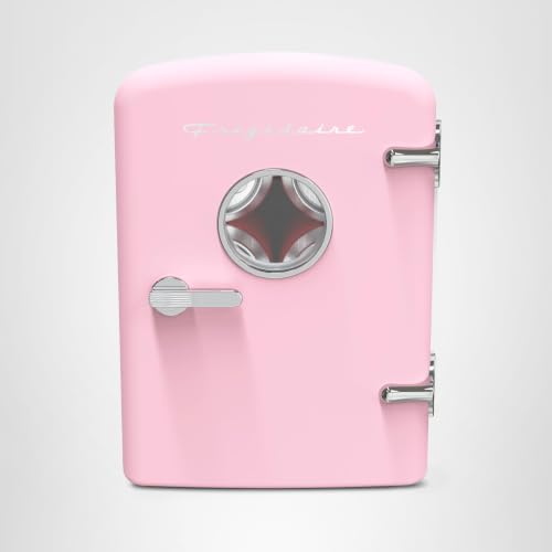 Frigidaire Retro 9-Can Mini Personal Fridge Portable Cooler for Car, Office, Bedroom, Dorm Room, or Cabin, 11.8" D x 7.1" W x 10.1" H, PINK