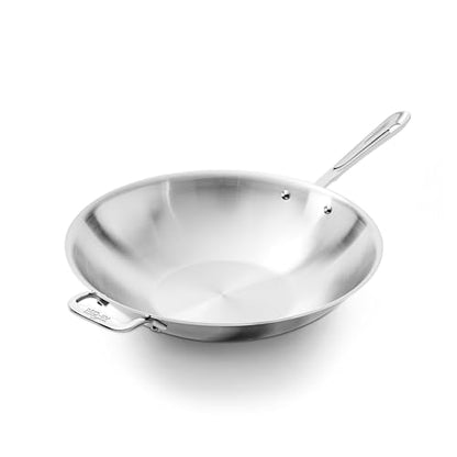 All-Clad D3® Stainless Steel 14 inch Wok Pan- Made in the USA- The Original Bonded Professional Cookware- Oven Safe & Induction Compatible