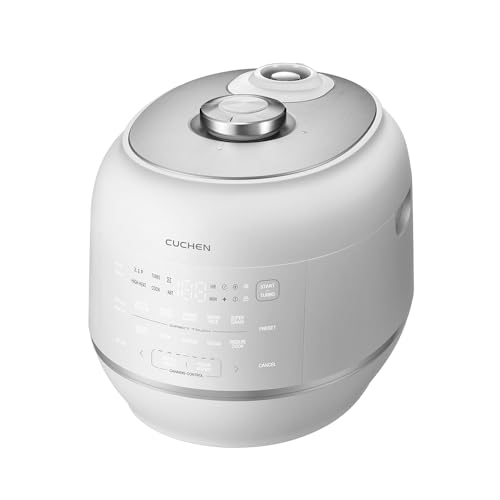 Cuchen 10-Cup Premium IH Pressure Rice Cooker with 316Ti Stainless Steel Inner Pot, 2.1 Bar High Pressure for Multi-Grain & Canning, Auto Steam Clean, White (CRT-RPD1010IEWUS)