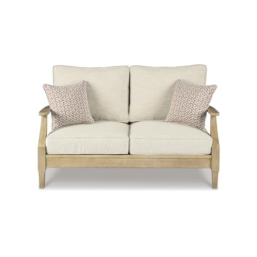 Signature Design by Ashley Clare View Outdoor Loveseat with Cushion, Beige