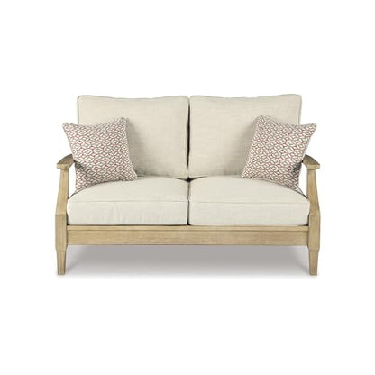 Signature Design by Ashley Clare View Outdoor Loveseat with Cushion, Beige