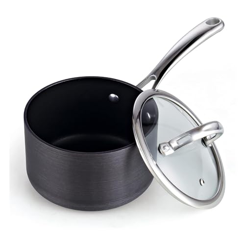 Cooks Standard 2-Quart Hard Anodized Nonstick Saucepan with Lid, Black