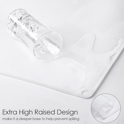 Thick Silicone Pastry Mat with High Edge, 20"x 16" Non-Stick Silicone Baking Mat, Non Slip Silicone Dough Rolling Mat for Making Bread, Cookies and Pizza, Gray Silicone Mat for Craft, Countertop Mat