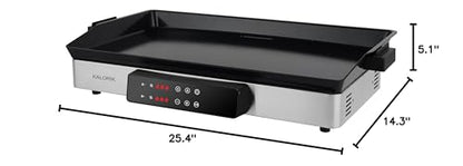 Kalorik Electric Griddle & Double Burner Cooktop MAXX Series 2-in-1 Cooker 22-Inch Cooking Surface 500F Max Temperature Teppanyaki Griddle Plate, 1800-Watts, Stainless Steel