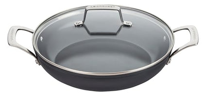 Le Creuset Essential Non-stick Ceramic Shallow Braiser with Glass Lid, 3.5 qt.