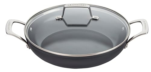 Le Creuset Essential Non-stick Ceramic Shallow Braiser with Glass Lid, 3.5 qt.