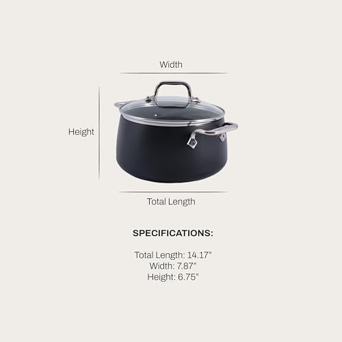 All-Clad HA1 Expert Hard Anodized Nonstick Stock Pot with Lid (4 Qt) For Pasta, Soup, Dishwasher-Safe, Oven-Safe Up to 500°F Compatible with All Stovetops (Gas, Electric & Induction) - Black