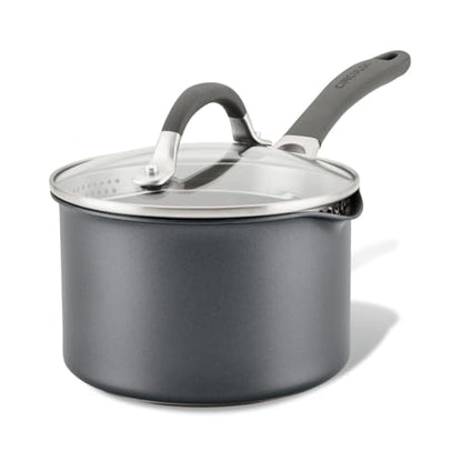 Circulon A1 Series w/ScratchDefense Nonstick Induction Straining 2qt SaucePan with Lid, Induction Cookware, 2-Quart Sauce Pan with Lid, Graphite