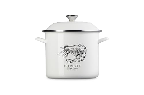 Le Creuset Enamel On Steel Traditional Shrimp Stockpot, 10 qt., White