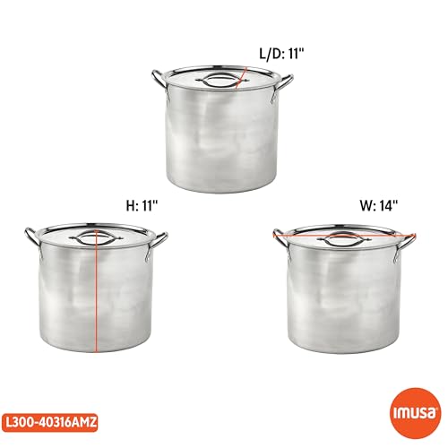 IMUSA 16Qt Stainless Steel Stock Pot with Lid, Large Cooking Pot for Soups, Boiling Seafood, Pasta, Stews, and Family Meals