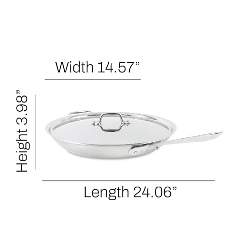 All-Clad D5® Stainless Steel Core 14 Inch Frying Pan Covered - Made in the USA - The Upgrade for Supremely Even Heat- Oven Safe & Induction Compatible Cookware
