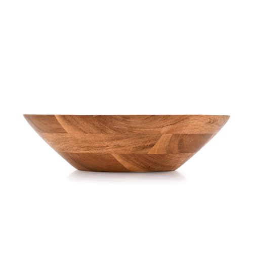 Samhita Acacia Wood Serving Bowl, Fruit Bowl, Friendly and Perfect for Salad, Vegetables and Fruit,Single Salad Bowl (10" x 10" x 3")