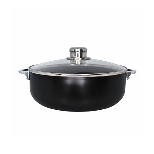 IMUSA 4.4Qt Bistro Ceramic Nonstick Caldero/Dutch Oven with Glass Lid, Black