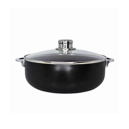 IMUSA 4.4Qt Bistro Ceramic Nonstick Caldero/Dutch Oven with Glass Lid, Black