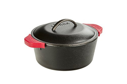 Lodge Cast Iron Dutch Oven 5 Quart - Loop Handle Cooking Vessel - Even Heat Retention - Oven-Safe, Versatile Pot - Handle Holders Included