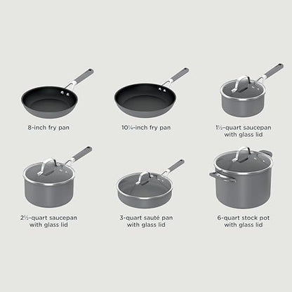 Ninja NeverStick Professional Hard-Anodized 10 Piece Pots & Pans Set, Nonstick Cookware Set, Durable, Oven Safe to 500°F, Slate Grey, C39500