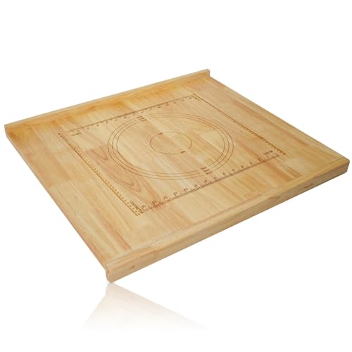 24" x 20" Reversible Wooden Pastry Board Wood Pasta Board with Lip Bread Board Cutting Board Chopping Board Pie Board with Engraved Ruler for Counter Top Kitchen-Wood
