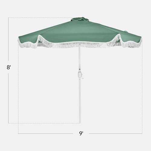 Best Choice Products 9ft Fringe Market Patio Umbrella – Outdoor Boho Tassel Sunshade for Table, Pool, Deck, Backyard – UPF50+, Easy Tilt, Heavy Duty Steel Pole & Ribs - Seaglass