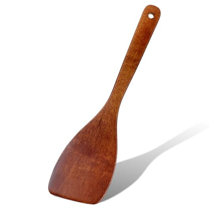 Wooden Spatula, Wooden Utensils for Cooking, Long Handle Wood Spatula Nonstick Thin Wooden-Spatula for Cooking Eggs, Fish, Pancakes