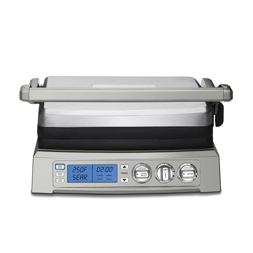 Cuisinart 6-in-1 Elite Griddler, Electric Grill, Griddle & Top Melt, 500°F Temperature Sear Function, LCD Screen, Dishwasher-Safe Cooking Plates, GR-300NAS, Stainless Steel