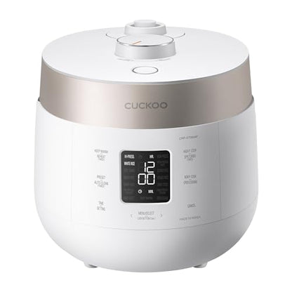 CUCKOO Twin Pressure Rice Cooker 6-Cup Uncooked / 12-Cup Cooked with Nonstick Inner Pot, Versatile Rice Maker & Warmer with 16 Menu Options, Open Cooking Mode, Voice Guide, White (CRP-ST0609FW)