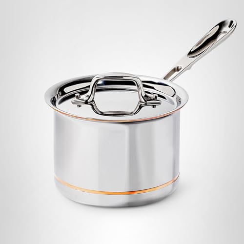 All-Clad Copper Core 5-Ply Stainless Steel Sauce Pan 2 Quart Induction Oven Broiler Safe 600F Pots and Pans, Cookware Silver
