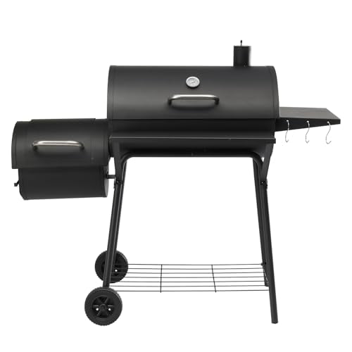 BBQ Charcoal Grill and Offset Smoker with Wheels & Side Front Table,Outdoor BBQ Grill with 557 Sq. In.,Patio Barbecue Cooker,Grilling Space for Outdoor Backyard,Balcony,Patio and Parties