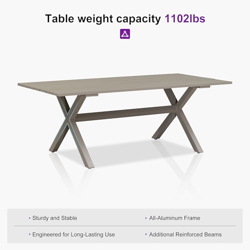 PURPLE LEAF Outdoor Dining Set for 8 All-Weather 9 Pieces Patio Aluminium Dining Table and Rope Weave Chairs Included Cushions for Backyard Deck Decor Kitchen Modern Patio Furniture Set Champagne