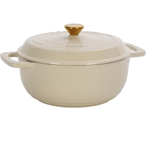 6QT Cast Iron Dutch Oven with Lid, Heavy Duty Cast Iron Dutch Oven Pot with Dual Handles for Braising, Stews, Roasting, Bread Baking