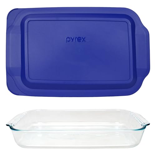 Pyrex 233 3qt Glass Baking Dish & 233-PC Blue Lagoon Lid - Made in USA
