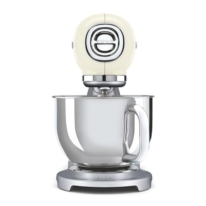 SMEG SMF04 5-Qt Stand Mixer with Smooth Start & SteadyMix, 600W Motor, 10 Speeds, Stainless Steel Bowl & Pour Shield – Retro 50’s Style Planetary Mixer for Bread Dough, Baking & Desserts-Cream