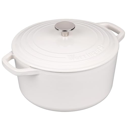 VORRINGARD Enameled Cast Iron Dutch Oven Pot with Lid, for Bread Baking, Round Bread Oven- include Sourdough Bread Baking Supplies Set, 4.5QT, White