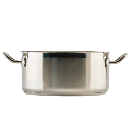 Winco Commercial-Grade Stainless Steel Brazier with Lid, 8 Quart
